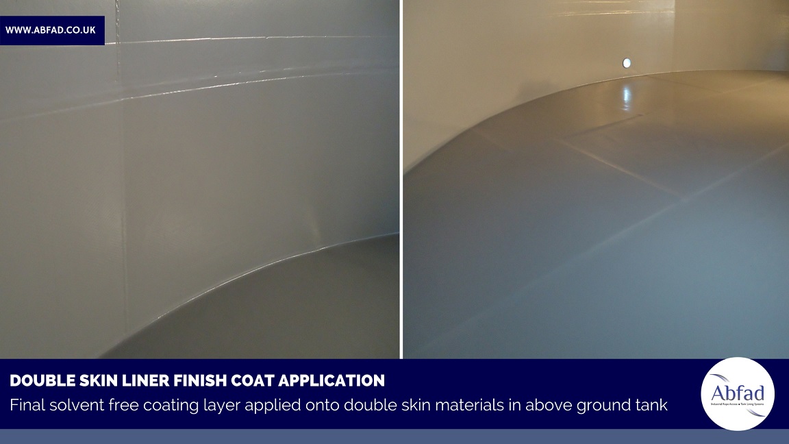 Double skin liner installed in above ground storage tank